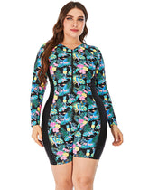 Ocevara Multicolor High Neckline Boxer Zipper One-Piece Swimsuit - image 1