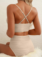 Ocevara Ocevara High-Waisted Tummy Control Bikini Set Textured U-Wire Cutout Swimwear - image 7