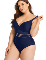 Ocevara Dark Blue Sweetheart Neckline Cutout One-Piece Swimsuit - image 3