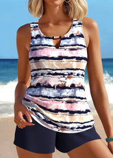 Ocevara Cut Out Striped Navy Tankini Set - image 1