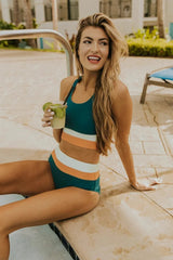 Ocevara High Waist Colorblock Marine Cut Back Crop Bikini Set - image 27