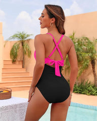 Ocevara Ocevara - Women's One Piece Swimsuits Push Up Tummy Control Bathing Suits V Neck Cutout Modest - image 26