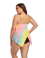 Ocevara V-Neck Colorful Tie-Dye Plus Size Swimsuit - image 3