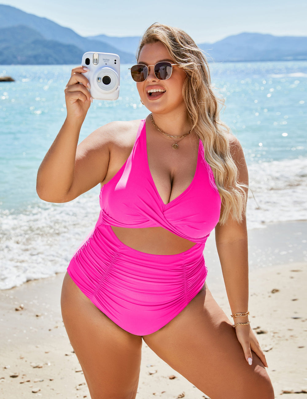 Ocevara Ocevara - Women's One Piece Swimsuits Push Up Tummy Control Bathing Suits V Neck Cutout Modest - image 17