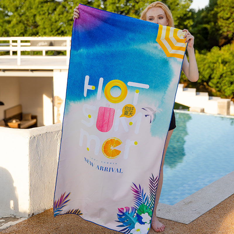 Ocevara Double-sided velvet beach towel for seaside swimming, water-absorbent, non-sand, breathable, - image 7