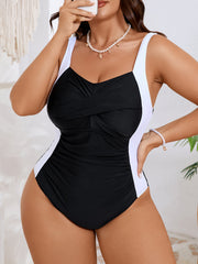 Contrast Side Panel One-Piece Swimsuit