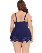 Dark Blue Sweetheart Neck Underwire Cutout One-Piece Swimsuit