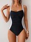 Ocevara - Women One Piece Swimsuit Ruched Tummy Control Bathing Suit Slimming Color Block Swim Suit Swimwear