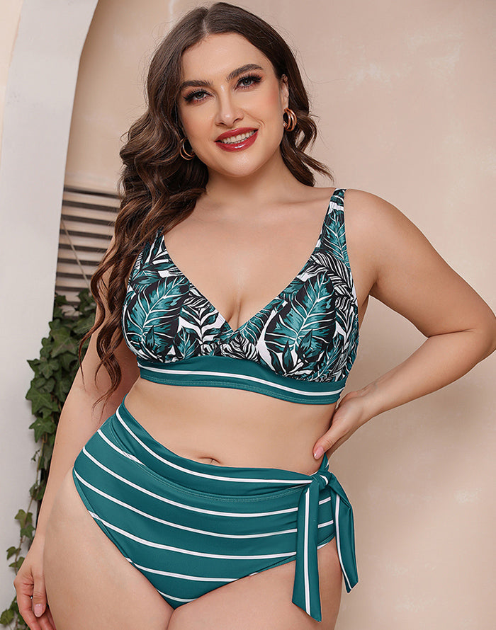 Ocevara Printed Stripe Plus Size Bikini - image 9