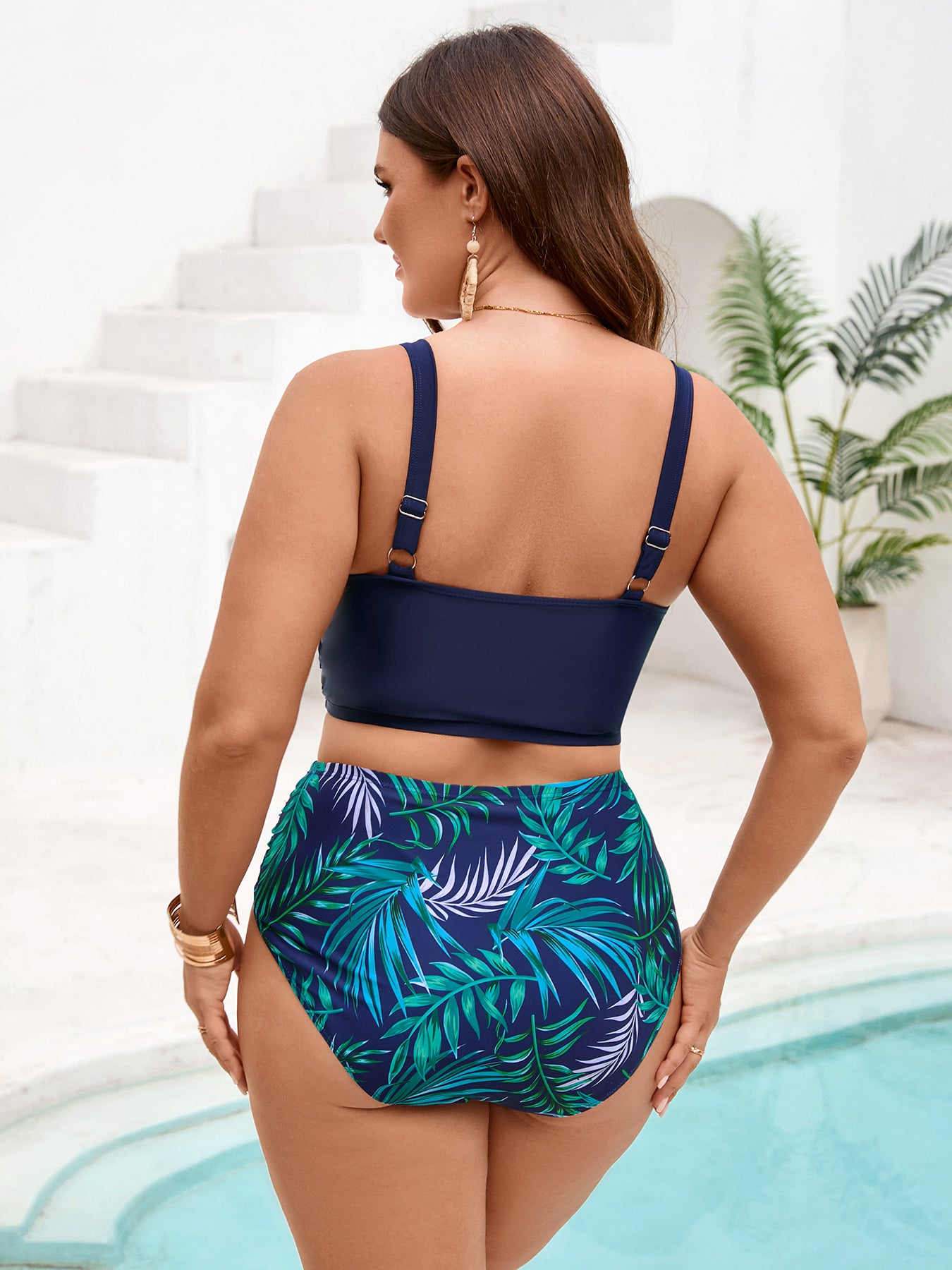 Twist Front Tropical Bikini Set