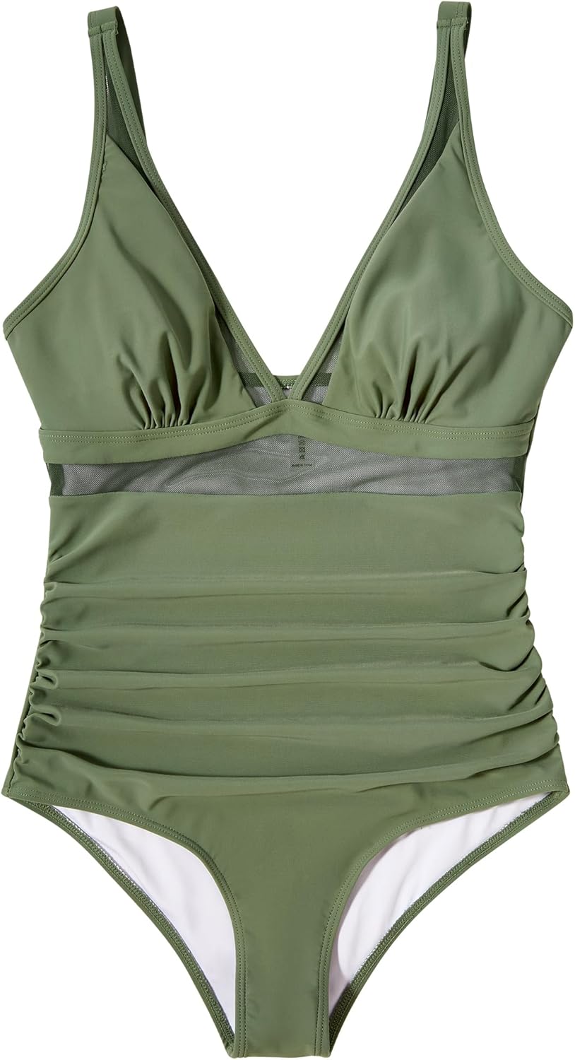 Ocevara - Women Sexy Mesh Tummy Control Swimsuit Push Up High Waisted Bathing Suit