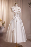 Beautiful Straps Satin Prom Dress with Exquisite Beads and flower Appliques  LJ0609OK