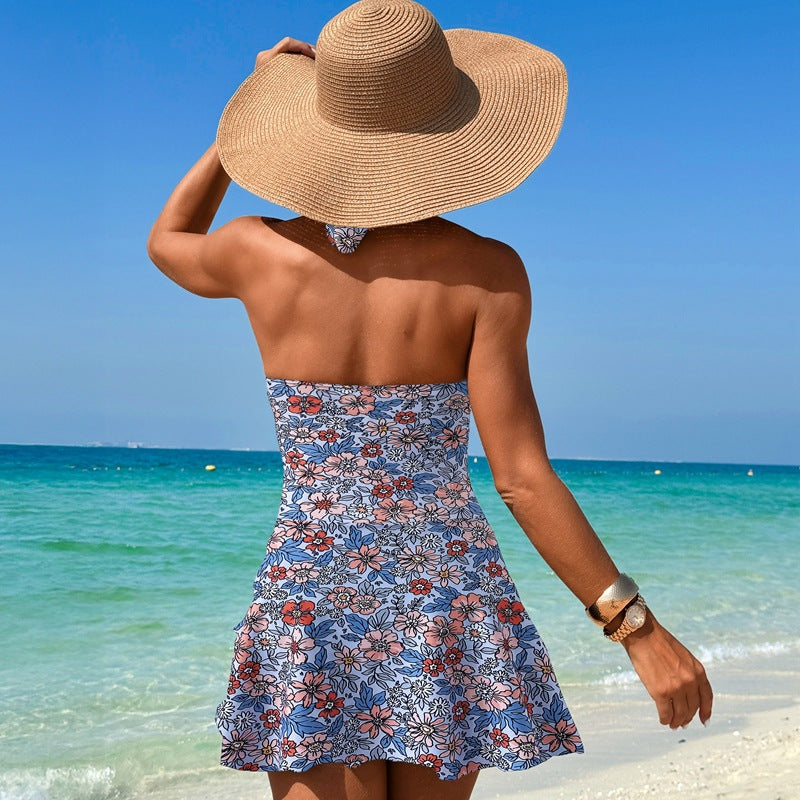 Ocevara - Women's One Piece Swimdress Tummy Control Cut Bathing Suit Tie Knot Swimsuit Sexy V Neck Criss Cross Halter Monikini