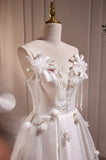 Beautiful Straps Satin Prom Dress with Exquisite Beads and flower Appliques  LJ0609OK