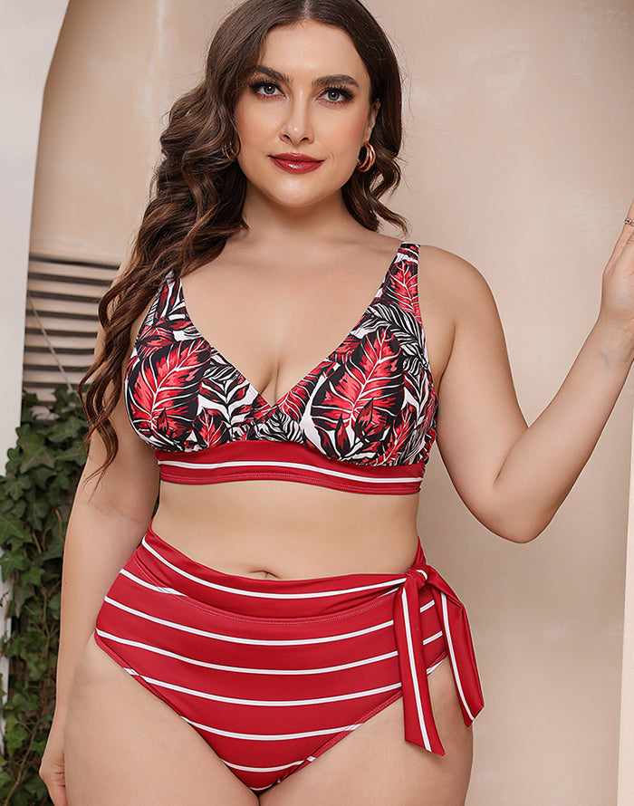 Ocevara Printed Stripe Plus Size Bikini - image 4