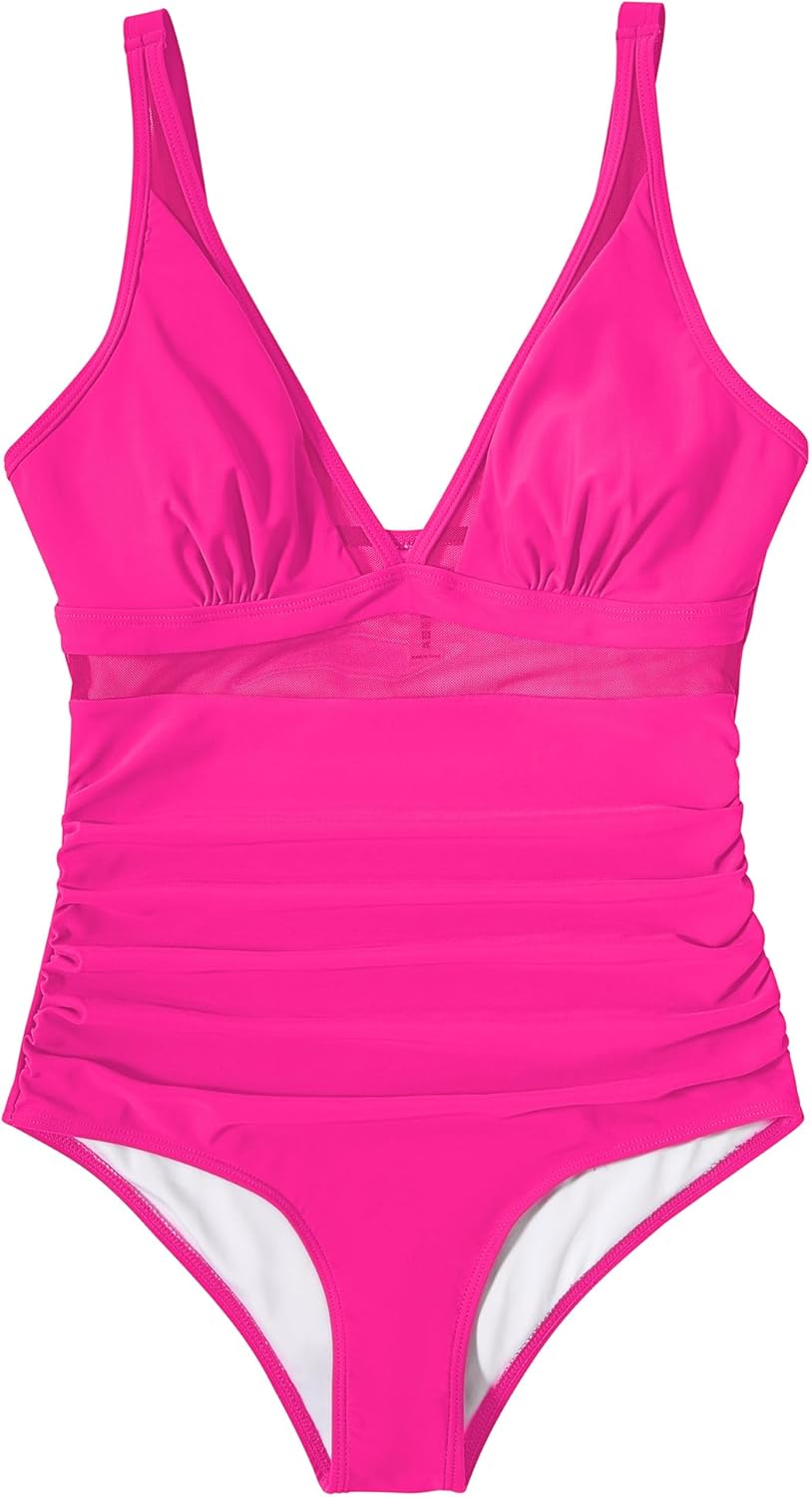 Ocevara - Women Sexy Mesh Tummy Control Swimsuit Push Up High Waisted Bathing Suit