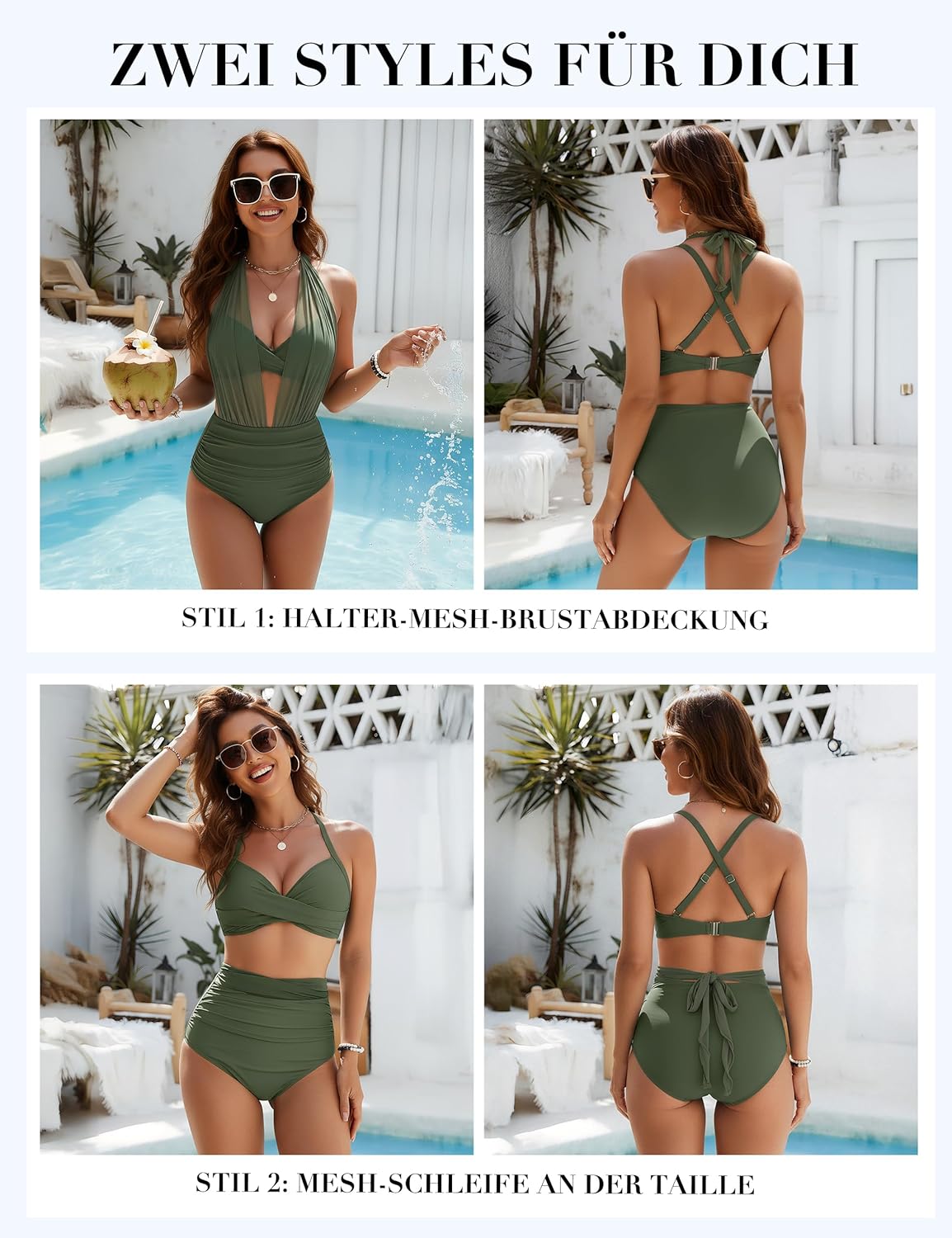 High Waisted Tummy Control Mesh Bikini Set