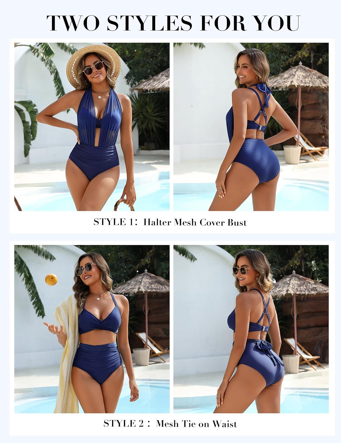 High Waisted Tummy Control Mesh Bikini Set