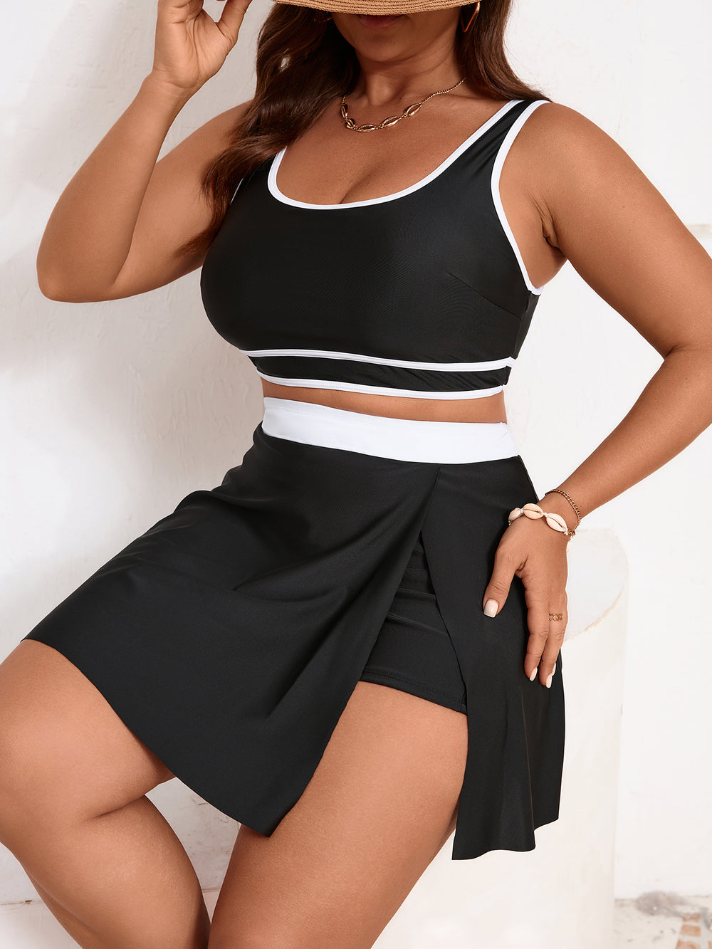 Sport Tankini Set With Skirted Shorts
