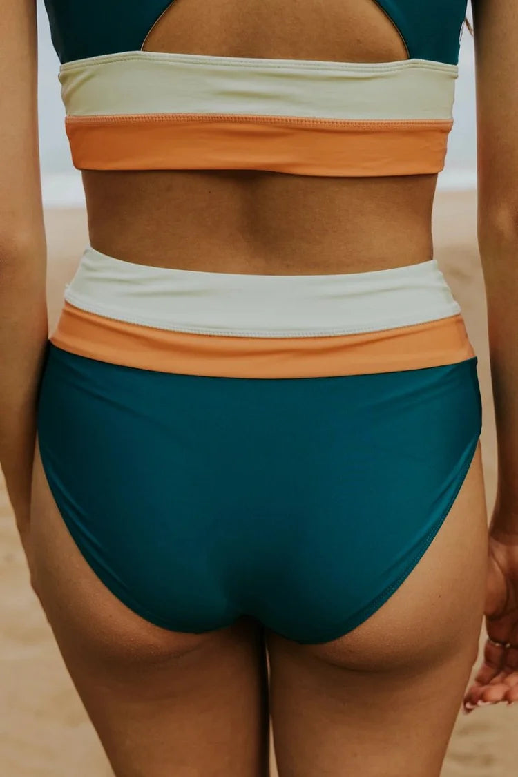 Ocevara Teal Colorblock Cut Back Bikini Set - image 5