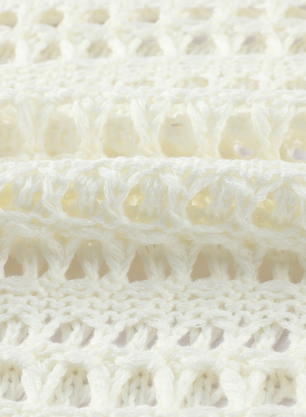 Ocevara - White Mesh Knitted Long Sleeve Hollow Sun-proof Round Neck Cover Up