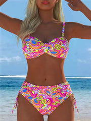Ruched Underwire High-Waist Bikini Set