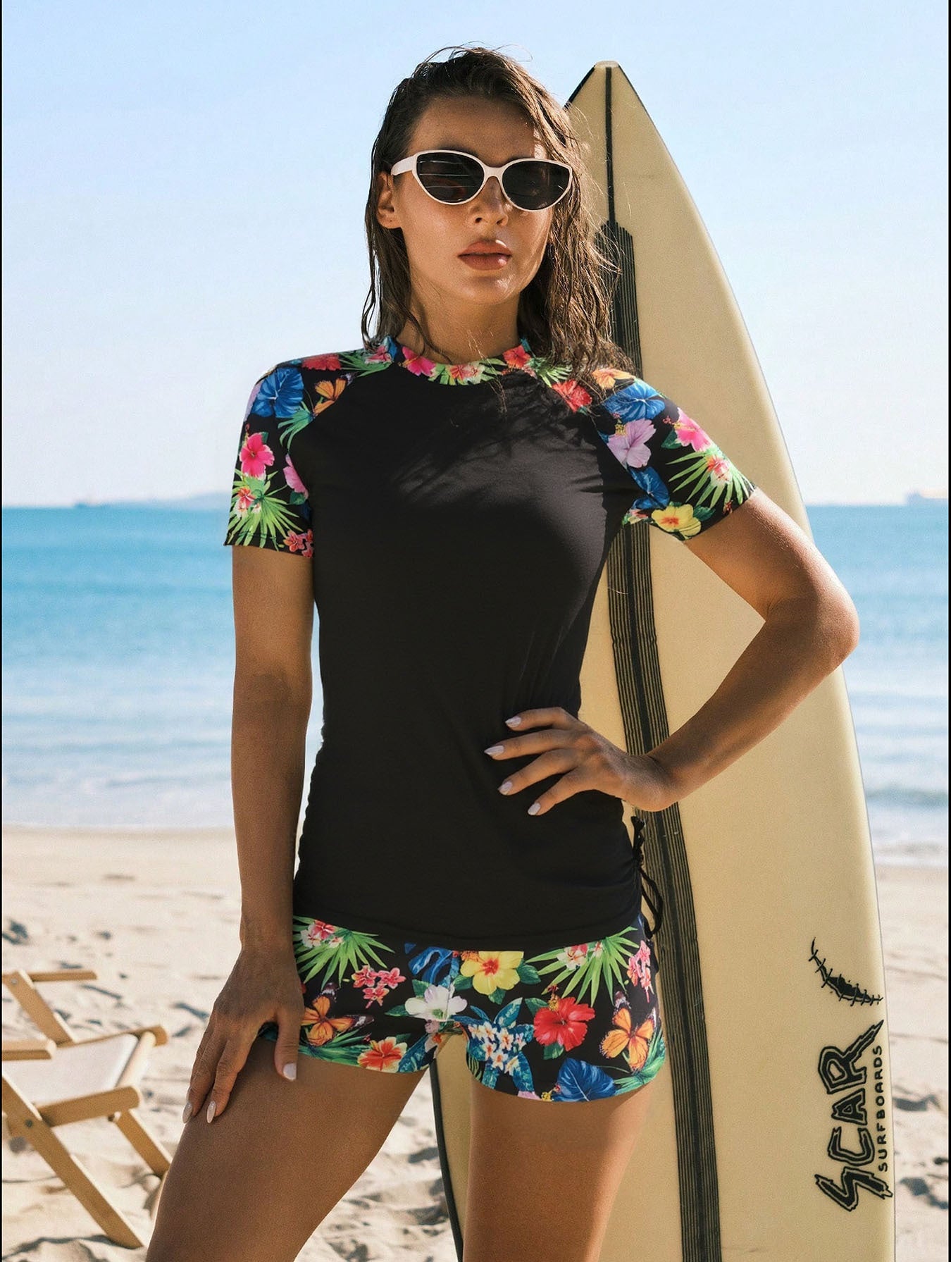 Short Sleeve Rash Guard and Boyshort Swim Set - color-06