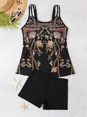Floral Print Adjustable Strap Tankini and Boyshort Set - main-03