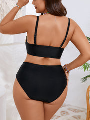 Floral Trim Bandeau Plus Size Bikini Set - main-05