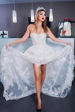 Off White Lace High Low Prom Dress,Junior Sweetheart Graduation Dress OKJ82