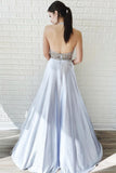 A Line Halter Chiffon Prom Dress, Beading Long Evening Party Dress OKJ42