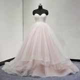 Sweetheart Lace Up Back Charming Affordable Long Pearl Pink Prom Dress Ball Gown OK624