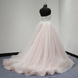 Sweetheart Lace Up Back Charming Affordable Long Pearl Pink Prom Dress Ball Gown OK624