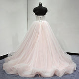 Sweetheart Lace Up Back Charming Affordable Long Pearl Pink Prom Dress Ball Gown OK624