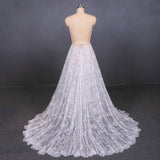 A Line Spaghetti Straps Long Elegant Wedding Dress With Lace OKQ11