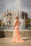 Pink One Shoulder Lace Up Front Split Long Beading Prom Dress K705