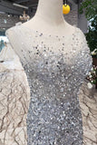 New Arrival Sequins Bodice Prom Dress Tulle Mermaid Sweep Train OKK11