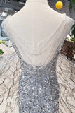 New Arrival Sequins Bodice Prom Dress Tulle Mermaid Sweep Train OKK11