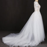 Off White A Line Short Sleeves Lace Appliques Wedding Dresses, Bridal Gown OKQ32