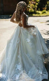 Boho Wedding Dress Beach Bride Dress Lace Appliques Beaded Bohemian Bridal Gowns OKV22