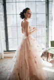 Beautiful A Line Sweetheart Flower Cheap Bridal Gowns, Princess Wedding Dress OKE34