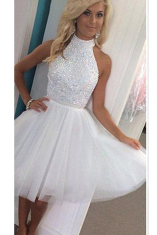 Top Selling Halter Beading Short Classy Tulle Homecoming Dress K166