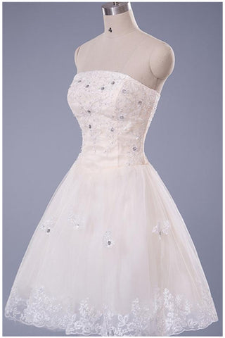 Gorgeous Strapless Lace Short Beading Pretty Homecoming Dress K199