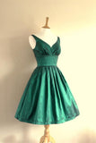 V-neck Short Handmade Pretty Green Homecoming Dress K208