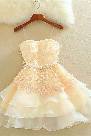 Short Cute Lace Homecoming Dress For Girls K213