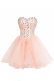 Girly White Beading Short Sweetheart Lace Up Homecoming Dress K243