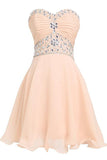 Lovely Short Beading Chiffon Strapless Cute Homecoming Dress For Teens K278