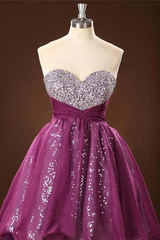 Sweetheart Beaded High Low Formal Handmade Homecoming Dress K406