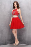 Close Back Red Two Pieces A-line Homecoming Dress K580