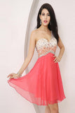 One Shoulder Beading Pretty Short Backless Homecoming Dress K60